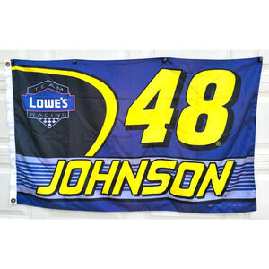 NASCAR 48 Jimmie Johnson Team Lowes Racing Flag 3x5’ Double Sided Grommets Blue